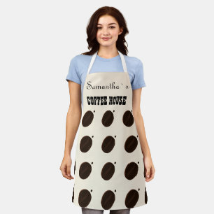Espresso Brown Coffee Bean Pattern Cafe Branding Apron