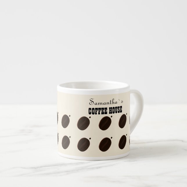 Espresso Brown Coffee Bean Pattern Cafe Branding Cup (Front Right)