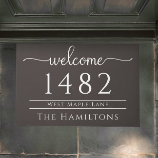 Espresso brown family name personalised address  doormat