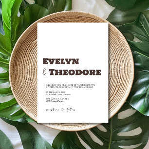 Espresso Brown Minimalist Clean Modern Wedding Invitation