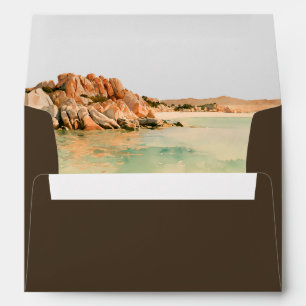 Espresso Brown Sardinia Wedding Return Address Envelope