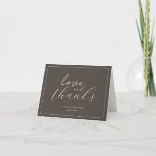 Espresso Brown Script Classic Minimalist Wedding Thank You Card