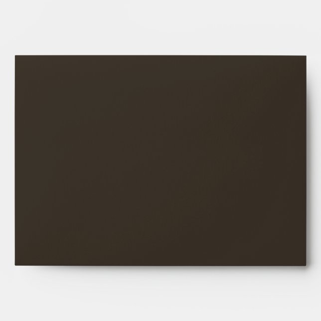 Espresso Brown Script Wedding Return Address Envelope (Front)