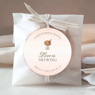Espresso Coffee Love is Brewing Bridal Shower Classic Round Sticker