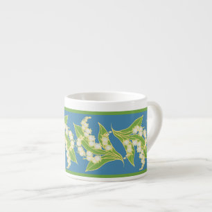 Espresso Coffee Mug: Lilies of the Valley, Blue Cup