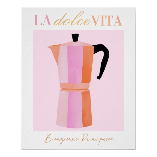 Espresso Coffee Poster, Italy Wall Art Print (Front)