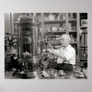 Espresso Coffee Shop, 1942. Vintage Photo Poster