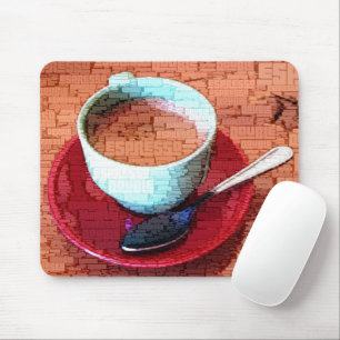 Espresso Cup and Spoon Word Cloud Mouse Pad