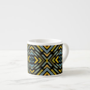 Espresso Cup Blue Gold Black Tire Tread Pattern
