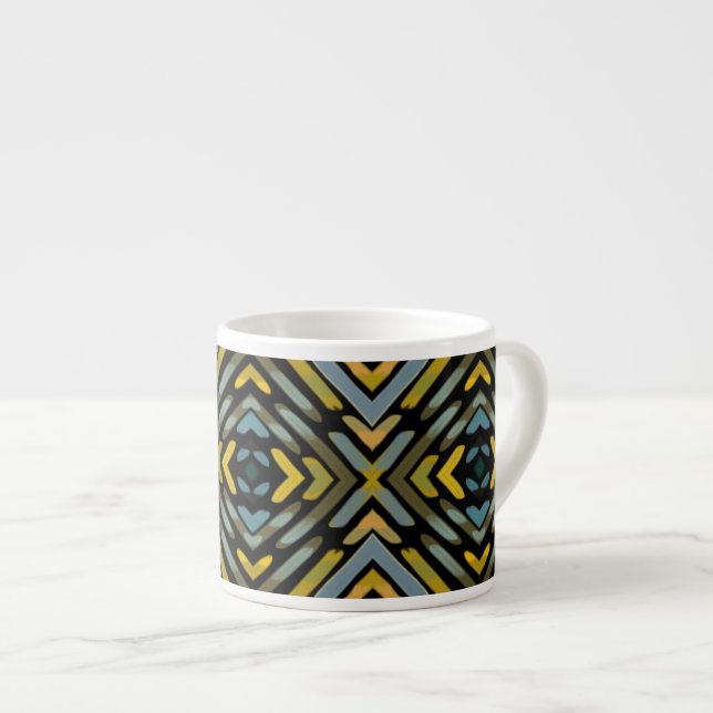 Espresso Cup Blue Gold Black Tire Tread Pattern (Front Right)