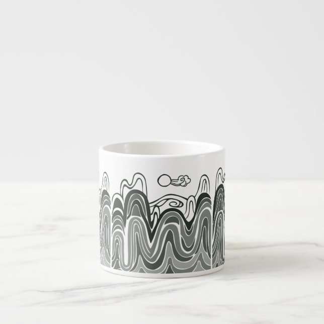 Espresso Cup with Calming Mountain View (Front)