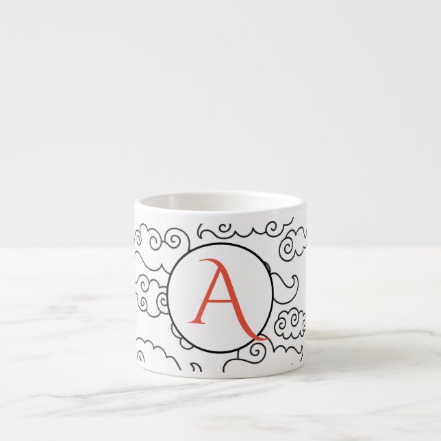 ESPRESSO CUP WITH CLOUDS AND MONOGRAM (Front)