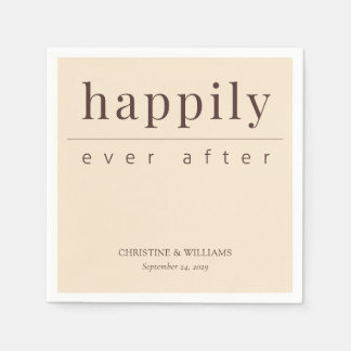 Espresso Editorial Happily Ever After Wedding Napkin
