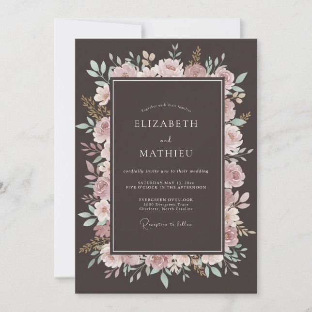 Espresso Elegant Autumnal Wedding Invitation (Front)