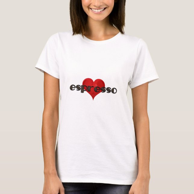 Espresso Heart Coffee Love Beans Red Heart Funny T-Shirt (Front)