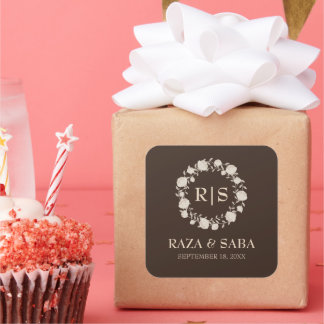 Espresso Luxe Brown and Beige Wedding Square Sticker