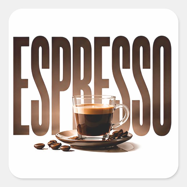 Espresso Luxury Coffee Editorial Graphic Square Sticker (Front)