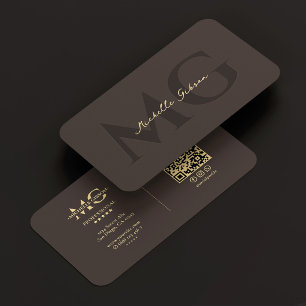 Espresso Luxury Professional Initials Modern Business Card