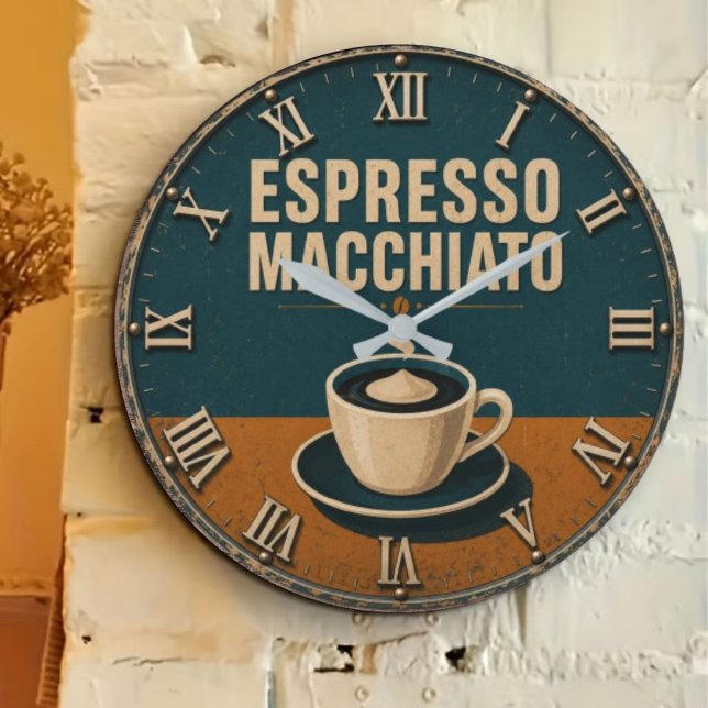 Espresso Macchiato Modern Vintage Coffee Kitchen  Large Clock (Creator Uploaded)