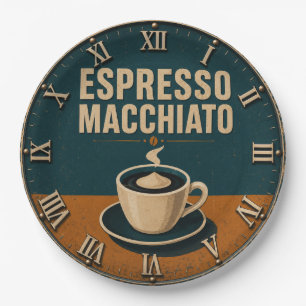 Espresso Macchiato Modern Vintage Coffee Kitchen Paper Plate