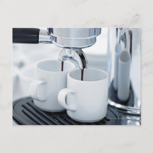Espresso machine making coffee postcard (Front)