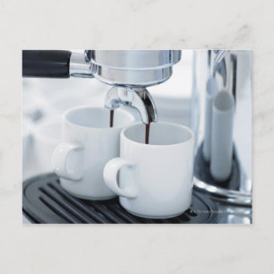 Espresso machine making coffee postcard