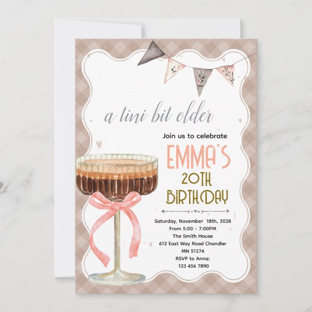 Espresso Martini birthday party invitation (Front)