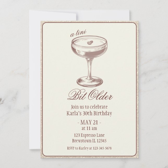 Espresso Martini Bit Older Elegant 30th Birthday Invitation (Front)