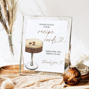 Espresso Martini Bridal Recipe Cards Sign, Recipe Poster