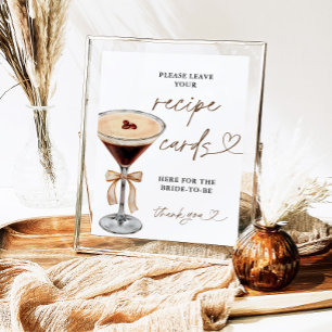 Espresso Martini Bridal Recipe Cards Sign, Recipe  Poster