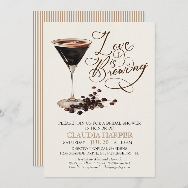 Espresso Martini Bridal Shower Invitation (Front/Back)