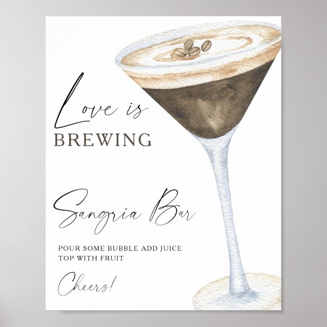 Espresso Martini Bridal shower sangria bar Poster (Front)
