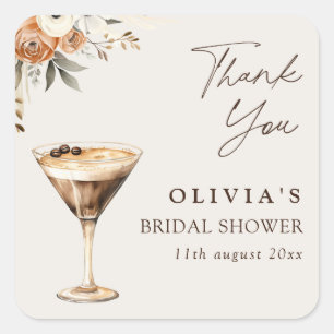 Espresso Martini Bridal Shower Thank You Square Sticker