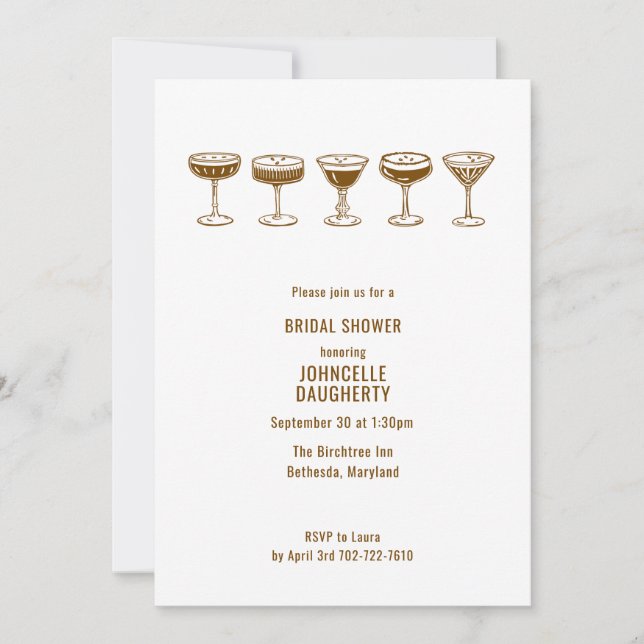 Espresso Martini Bridal Shower w/QR Code  Invitation (Front)