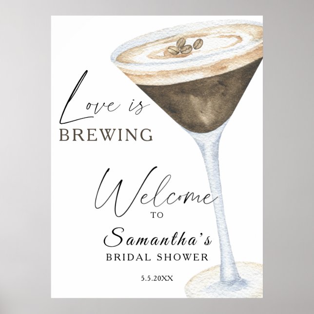 Espresso Martini Bridal shower Welcome Poster (Front)