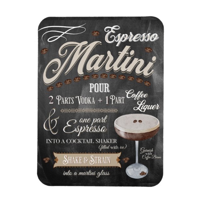 Espresso Martini Chalkboard Recipe Magnet (Vertical)