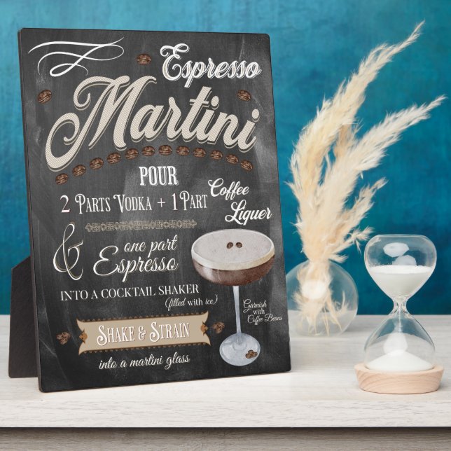 Espresso Martini Chalkboard Recipe Plaque (Side)