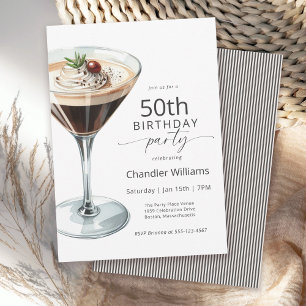 Espresso Martini Cocktail 50th Birthday Party Invitation