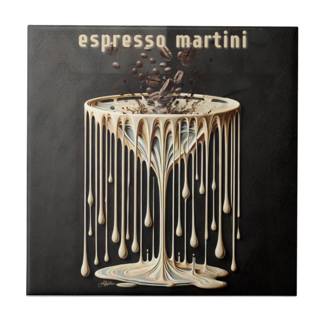 Espresso Martini Cocktail Hour Ceramic Tile (Front)