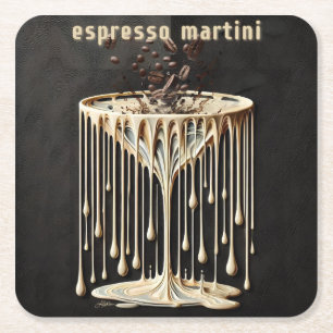 Espresso Martini Cocktail Hour Square Paper Coaster