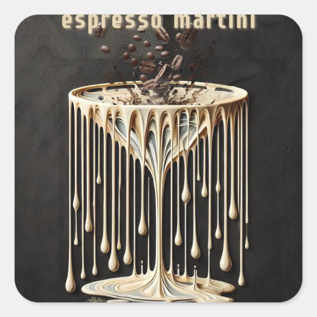 Espresso Martini Cocktail Hour Square Sticker (Front)