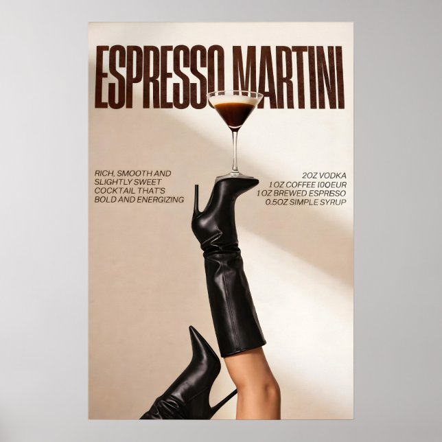 Espresso Martini Cocktail Poster, Modern Bar, Chic Poster (Front)