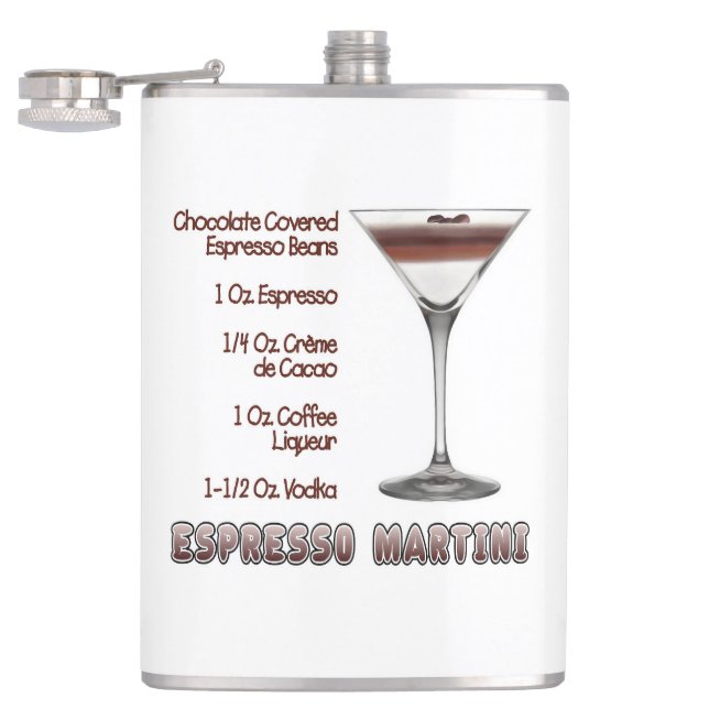 Espresso Martini Cocktail Recipe Art Hip Flask (Opened)