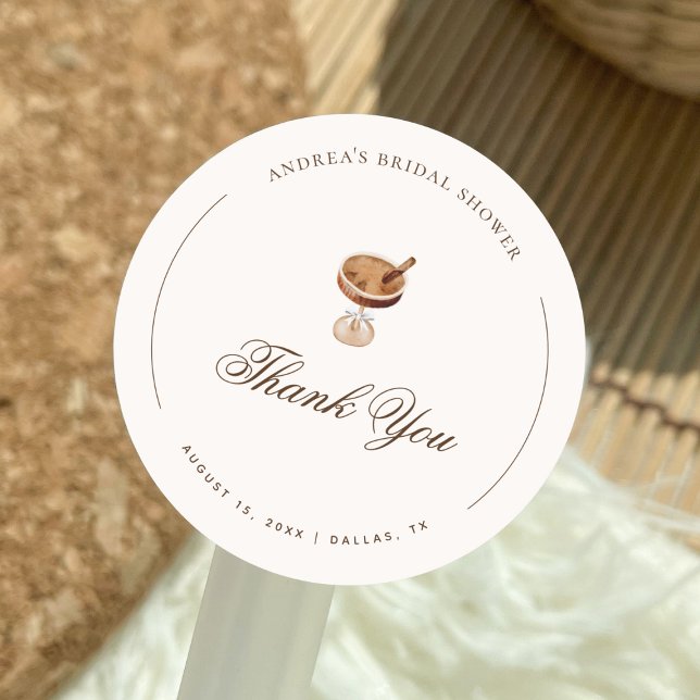 Espresso Martini Coffee Bridal Shower Thank You Classic Round Sticker (Creator Uploaded)