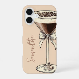 Espresso Martini Coffee Lover Personalised Brown iPhone 16 Case
