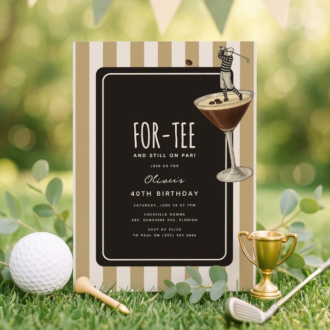 Espresso Martini Golf Themed 40th Birthday Invitation (Creator Uploaded)