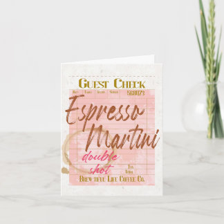 Espresso Martini Guest Check Receipt Typography Note Card