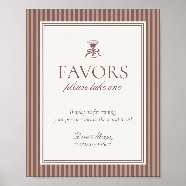 Espresso Martini Love Brewing Wedding Favors Sign (Front)