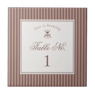Espresso Martini Love Brewing Wedding Table Number Ceramic Tile