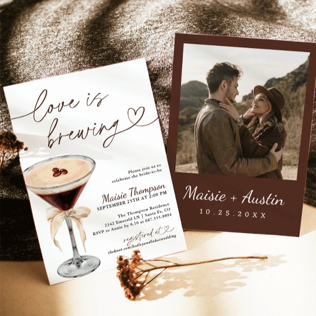 Espresso Martini Love Is Brewing Bridal Shower Invitation (Creator Uploaded)